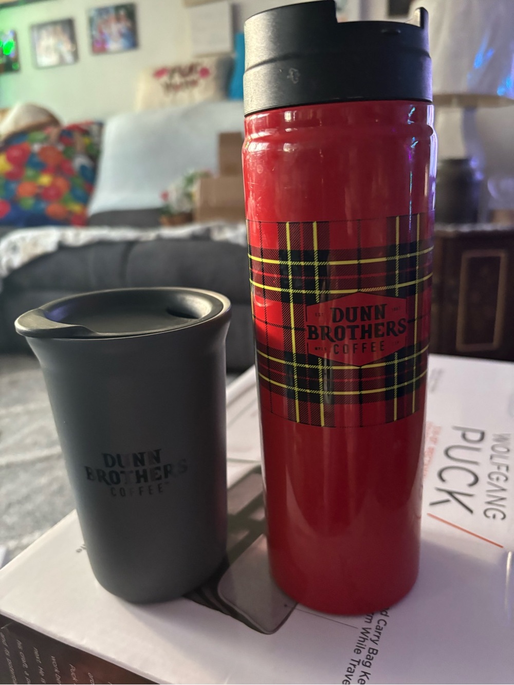 Red Plaid Travel Tumbler & Gray Insulated Cup